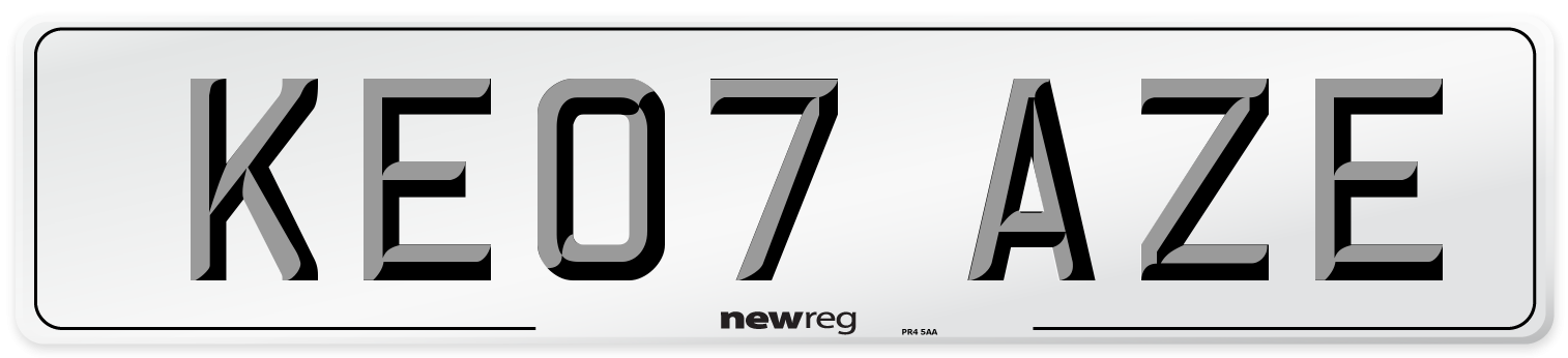 KE07 AZE Number Plate from New Reg